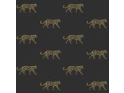 Černá tapeta se zlatými leopardy 347686