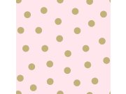 Tapety Yara - Růžová tapeta se zlatými puntíky 347677 Růžová tapeta se zlatými puntíky 347677