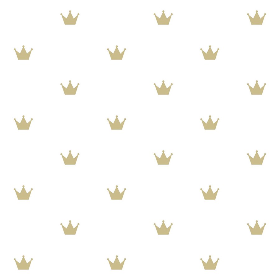 Tapety Yara - Bílá tapeta se zlatými korunkami 347678 Bílá tapeta se zlatými korunkami 347678 - Tapety Yara