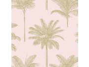 Růžová tapeta se zlatými palmami, Paradise, Esta Home Tapety Yara