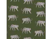 Tapeta zelená s leopardy 139179