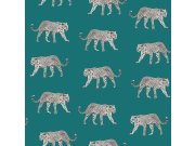 Tyrkysová tapeta s leopardy, Paradise, Esta Home Tapety Yara