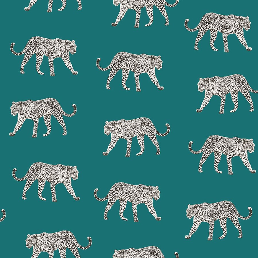 Tapety Yara - Tyrkysová tapeta s leopardy 139180 Tyrkysová tapeta s leopardy 139180 - Tapety Yara