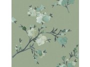 Tapety Yara - Tapeta zelená s rozkvetlými větvičkami 148718 Tapeta zelená s rozkvetlými větvičkami 148718