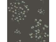 Tapety Yara - Tmavě šedá tapeta s rozkvetlými větvičkami 148737 Tmavě šedá tapeta s rozkvetlými větvičkami 148737