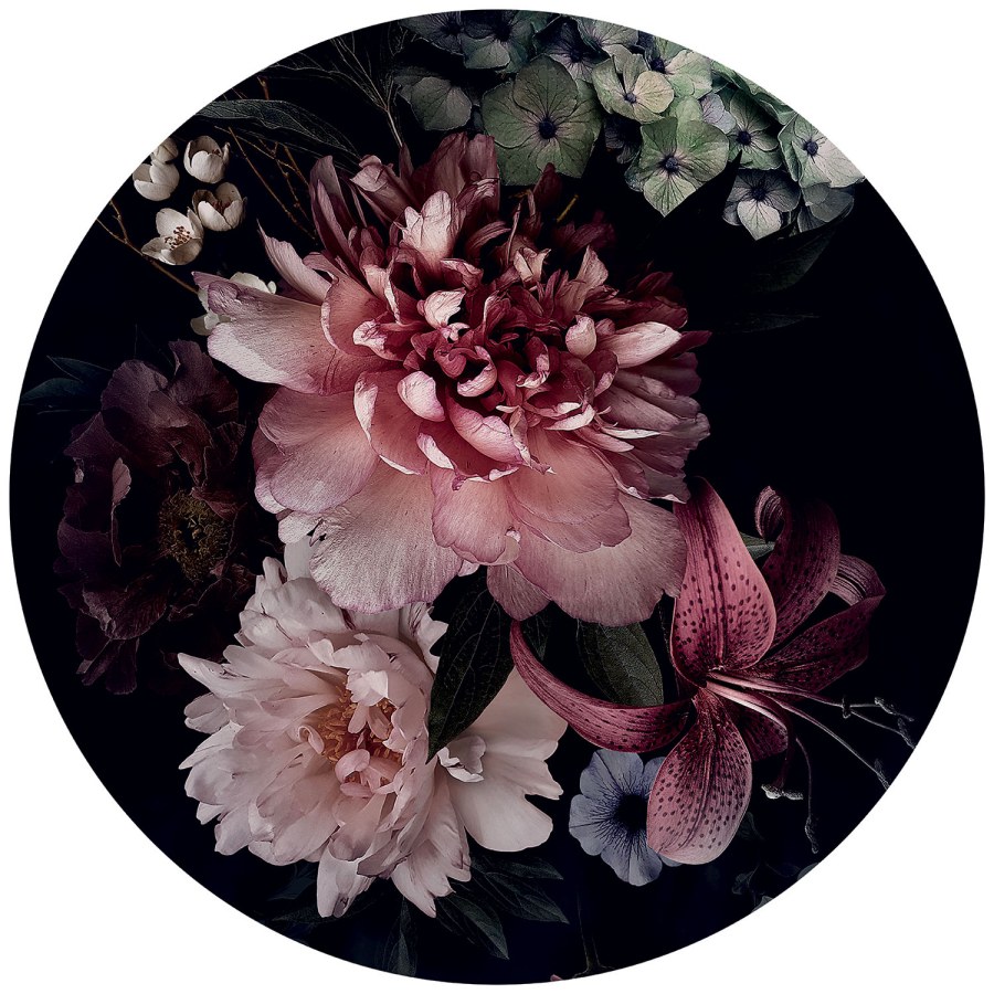 Předklížená kruhová květinová tapeta na zeď - Tapety Yara