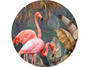 Tapety Yara - Předklížená kruhová tapeta s plameňáky Předklížená kruhová tapeta s plameňáky