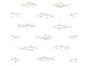 Tapety Yara - Tapeta bílá se stříbrnými rybami 138966 Tapeta bílá se stříbrnými rybami 138966