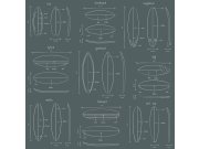 Tapety Yara - Šedozelená tapeta s nákresy surfů 128870 Šedozelená tapeta s nákresy surfů 128870