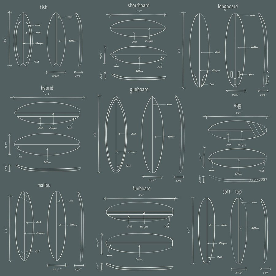 Tapety Yara - Šedozelená tapeta s nákresy surfů 128870 Šedozelená tapeta s nákresy surfů 128870 - Tapety Yara