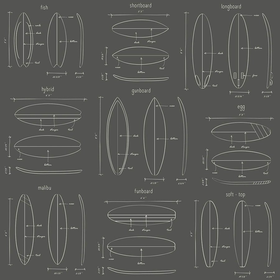 Černá tapeta s nákresy surfů 128872 - Tapety Yara