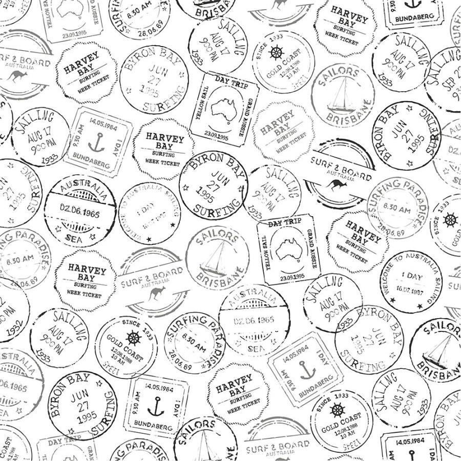 Tapeta bílá s přístavními razítky 138981 - Tapety Yara