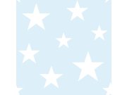 Tapety Yara - Světle modrá tapeta s bílými hvězdami 138932 Světle modrá tapeta s bílými hvězdami 138932