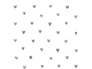 Tapeta bílá s šedými vintage srdíčky 138914