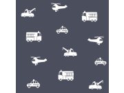 Modro-bílá tapeta pro kluky Auta