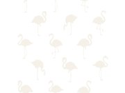 Tapety Yara - Tapeta bílá s metalickým vzorem plameňáků 138917 Tapeta bílá s metalickým vzorem plameňáků 138917