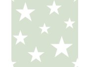 Mentolově zelená tapeta s bílými hvězdami 128865