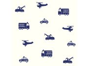 Tapety Yara - Bílo-modrá tapeta pro kluky Auta Bílo-modrá tapeta pro kluky Auta