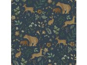 Tapety Yara - Modrá tapeta se zvířátky Modrá tapeta se zvířátky