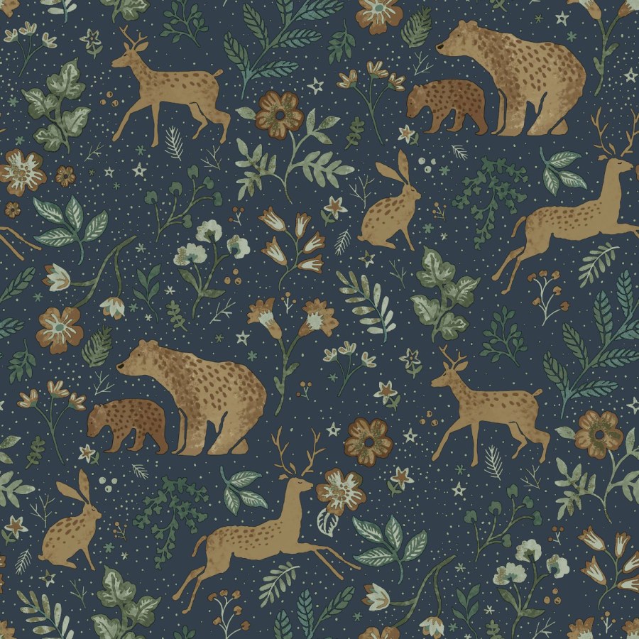 Modrá tapeta se zvířátky - Tapety Yara