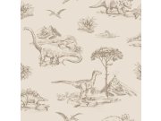 Tapety Yara - Béžová tapeta s dinosaury 139557 Béžová tapeta s dinosaury 139557