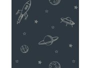 Tapety Yara - Modrá tapeta na zeď Modrá tapeta na zeď