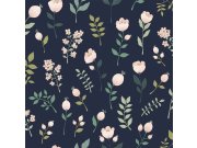 Tapety Yara - Modrá květinová tapeta na zeď Modrá květinová tapeta na zeď