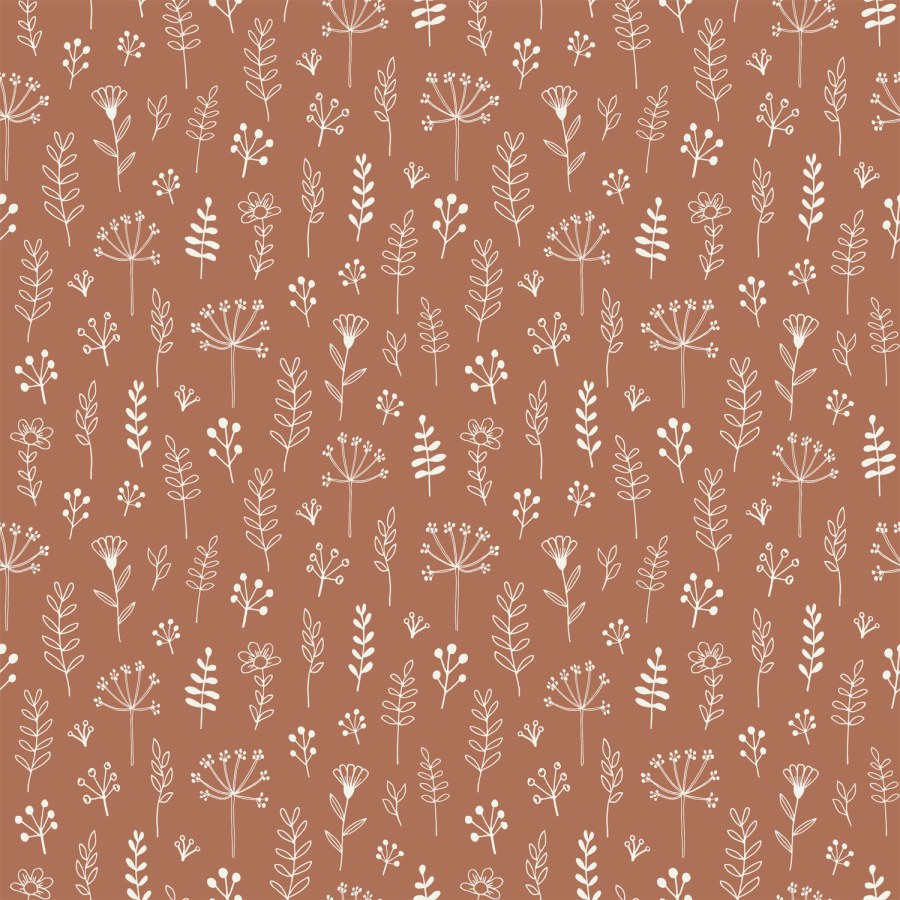 Hnědá tapeta s květinami a listy - Tapety Yara