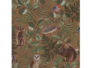 Hnědá Tapeta s lesními zvířátky 139251