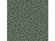 Tapeta zelená s černými nepravidelnými ovály 139258