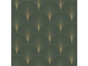 Tapeta na zeď, Art deco, zeleno-zlatá, Bloom, Esta Home