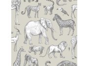 Mentolová zelená tapeta Zvířátka z Afriky 139270