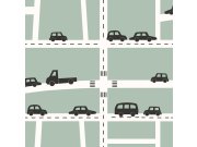 Tapety Yara - Zelená tapeta pro kluky Auta Zelená tapeta pro kluky Auta