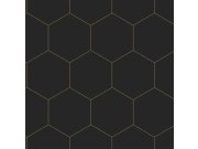 Geometrická tapeta na zeď, černo-zlatá, Bloom, Esta Home