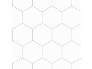 Geometrická tapeta na zeď, bílo-zlatá, Bloom, Esta Home