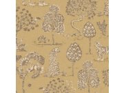 Okrová tapeta se stromy