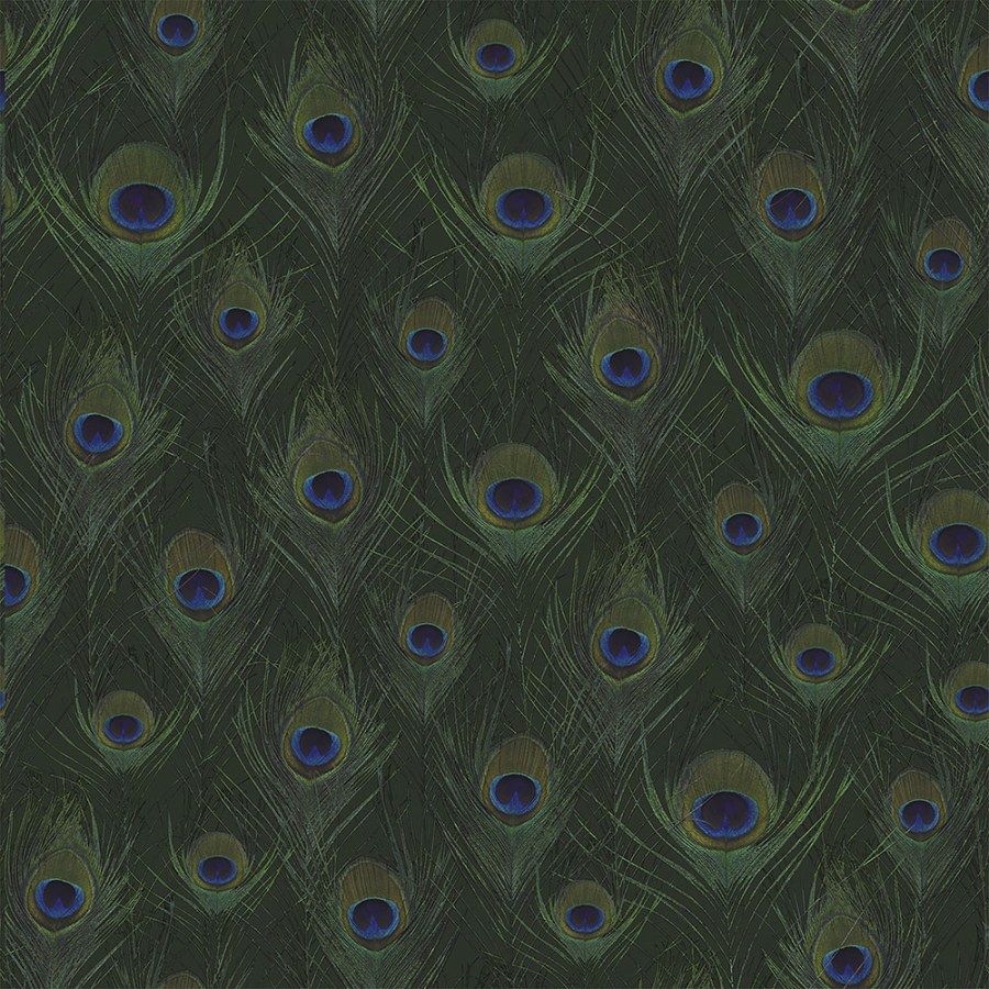 Tapeta zelená s pavími pery 347765 - Tapety Yara