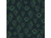 Tapety Yara - Modrá tapeta s pavími pery 347766 Modrá tapeta s pavími pery 347766