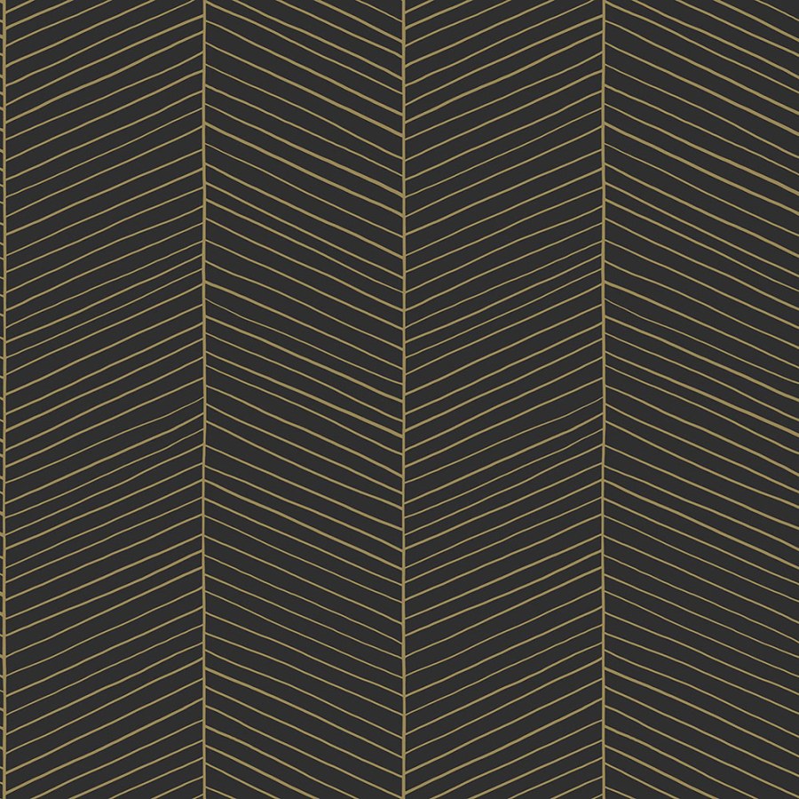 Černo-zlatá tapeta proužky - Tapety Yara