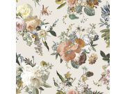 Krémová květinová tapeta na zeď