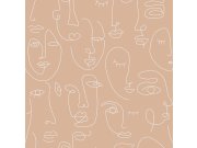 Tapety Yara - Béžová grafická tapeta Tváře Béžová grafická tapeta Tváře