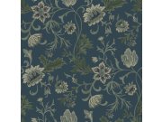 Modrá květinová tapeta na zeď