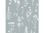 Modrá tapeta na zeď, květiny, listy, Vintage Flowers, Esta Home Tapety Yara