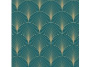 Tapety Yara - Tmavě tyrkysová geometrická tapeta 139230 Tmavě tyrkysová geometrická tapeta 139230