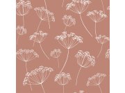 Hnědá květinová tapeta na zeď, trávy, Vintage Flowers, Esta Home Tapety Yara