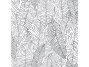 Černobílá tapeta s listy, Black & White, Esta Tapety Yara