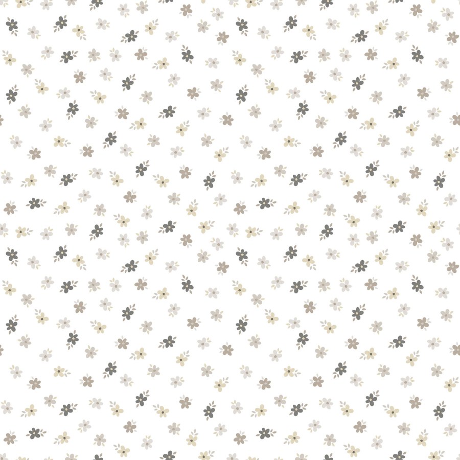 Šedo-béžová květinová tapeta na zeď - Tapety Yara