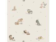 Šedo-béžová tapeta se zvířátky