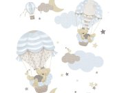 Tapeta se zvířátky, mráčky, hvězdičkami a balony, Happy, Parato Tapety Yara