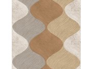 Šedo-hnědo-béžová geometrická tapeta na zeď